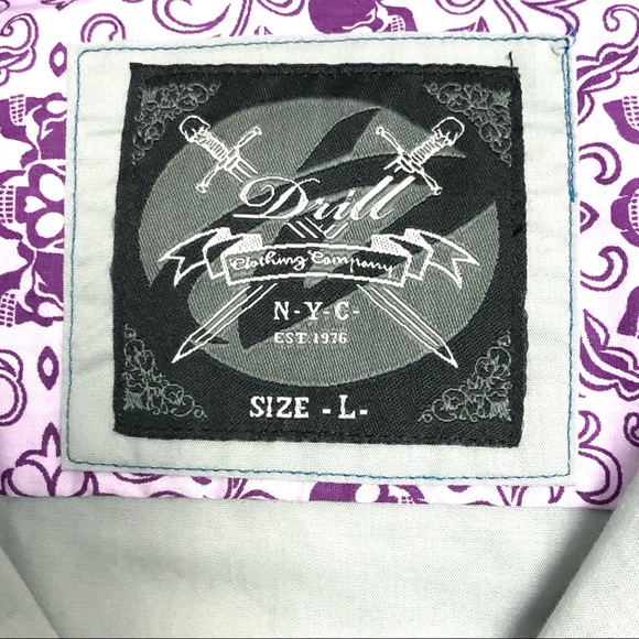 DRILL NYC Men’s Grey Button Down L/S Shirt w/Pockets + Great Details! NWOT - Picture 12 of 13